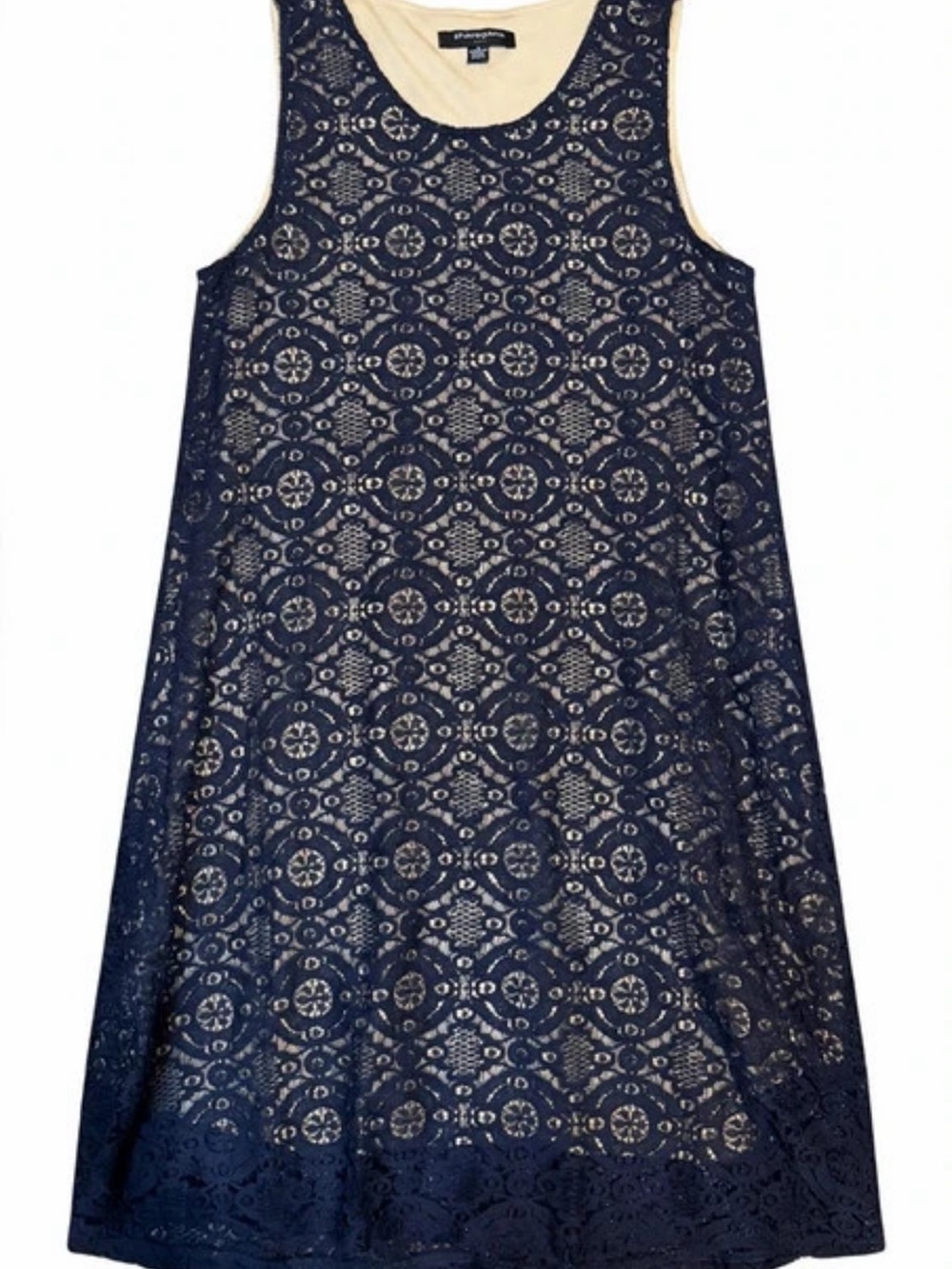 Silver Jeans Navy Lace Overlay Sleeveless A-Line Dress